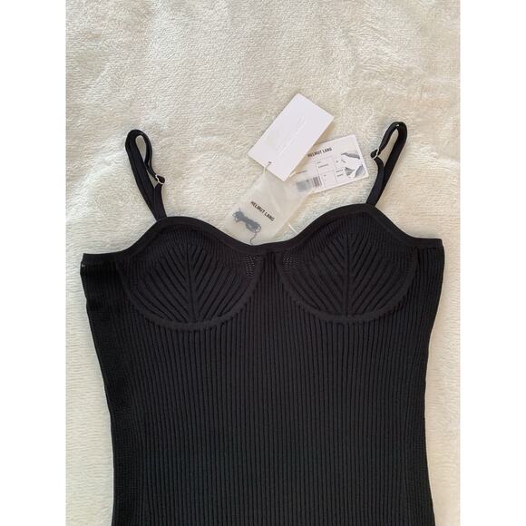 Helmut Lang Womens Dress Black Sleeveless Rib Knit Underwire Bodycon Medium Midi - Picture 8 of 10